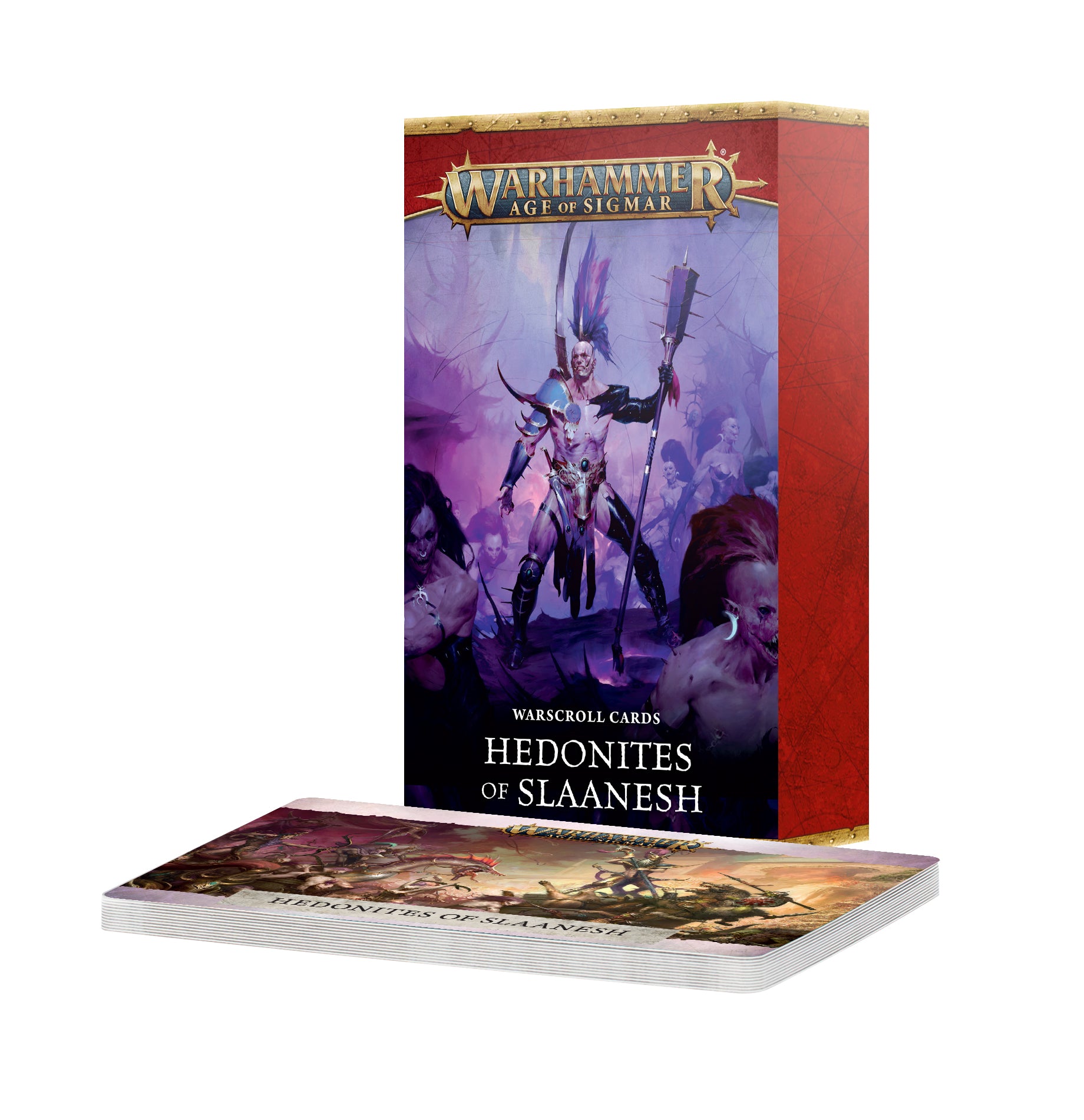 Warhammer Age of Sigmar card game box with cards displayed in front