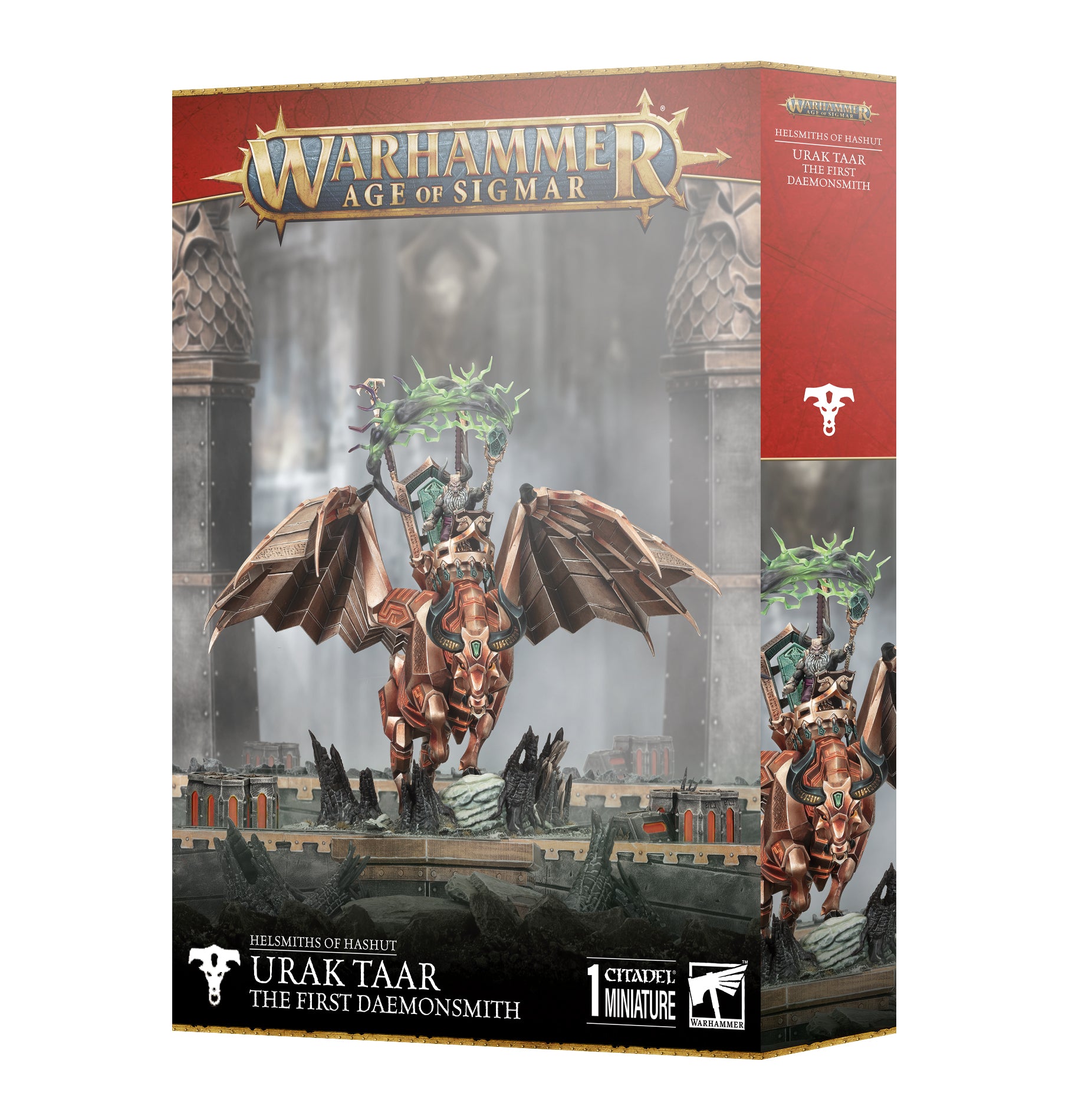 Warhammer Age of Sigmar game box featuring Urak Taar the First Daemonsmith