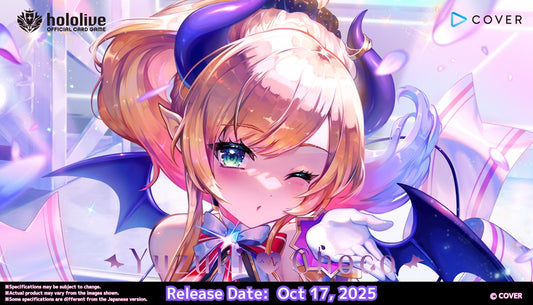 Animated character with pink hair and blue eyes against a colorful background, featuring hololive branding.