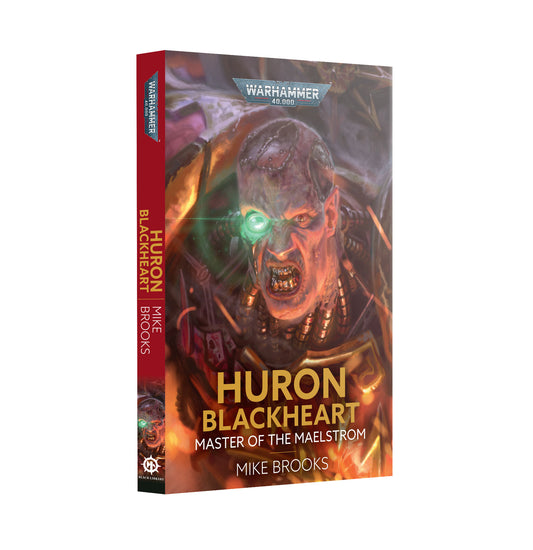 Book cover of 'Huron Blackheart' with a character illustration and Warhammer logo.