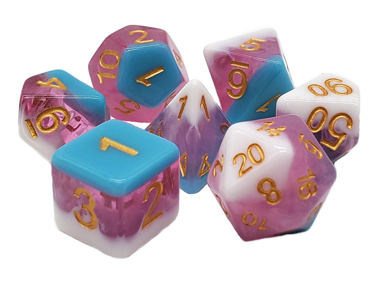 Old School Dice: 7 Piece Dice Set Gradients Ice Cream Float