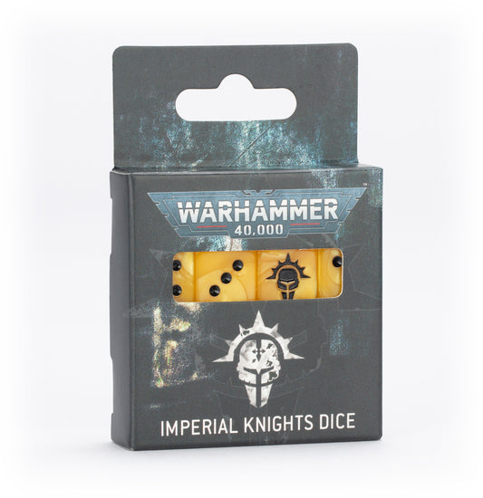 Warhammer 40,000 Imperial Knights dice set in packaging on a white background