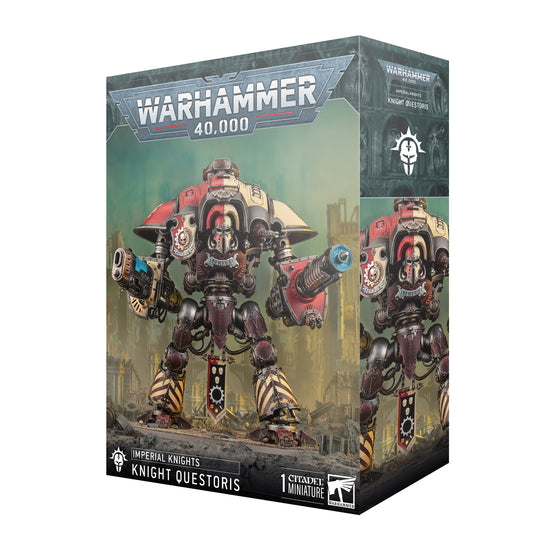 Warhammer 40,000 Knight Questoris figurine box on a white background