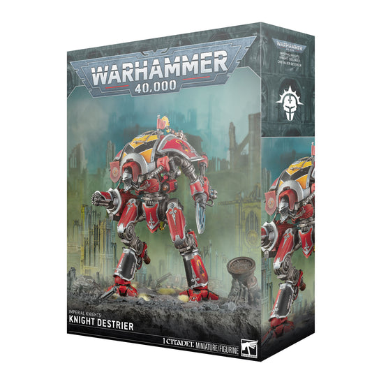 Warhammer 40,000 Knight Destrier toy figure packaging on a white background