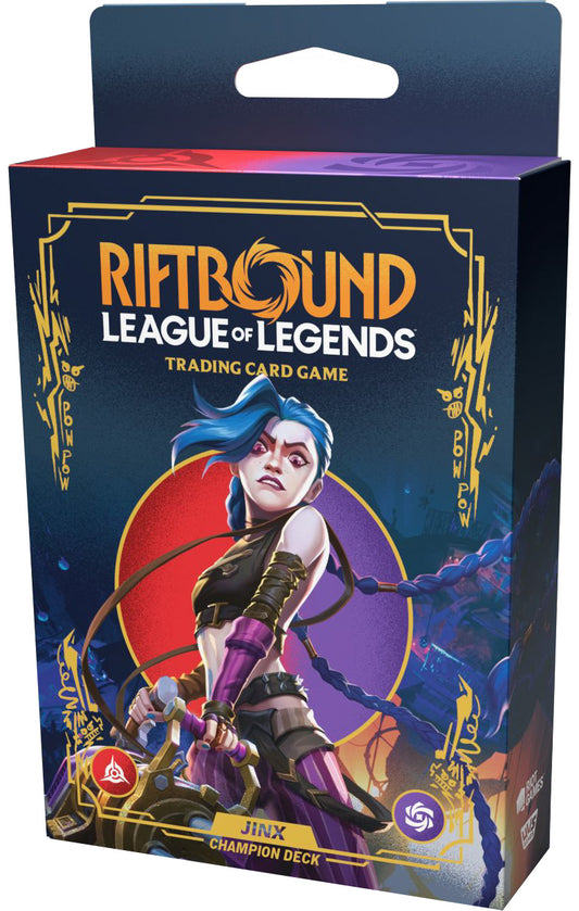 Riftbound League of Legends trading card game packaging with character illustration on a blue and purple background