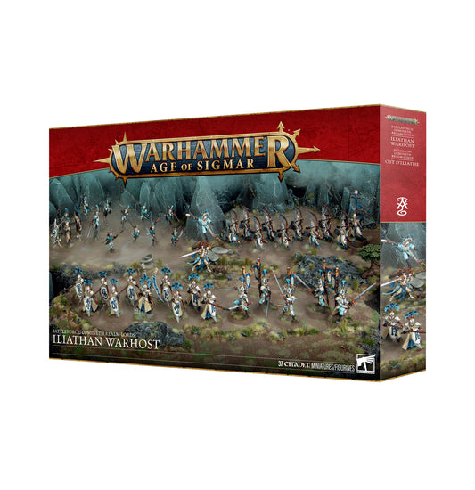 Warhammer Age of Sigmar game box with miniature figures on a white background