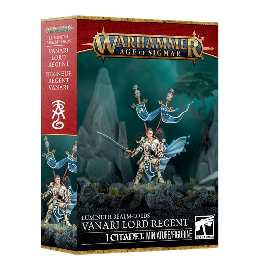 Warhammer Age of Sigmar game box featuring Vanari Lord Regent miniature figurine
