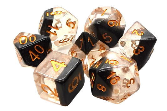 Old School Dice: 7 Piece Dice Set Luminous Black Crystal