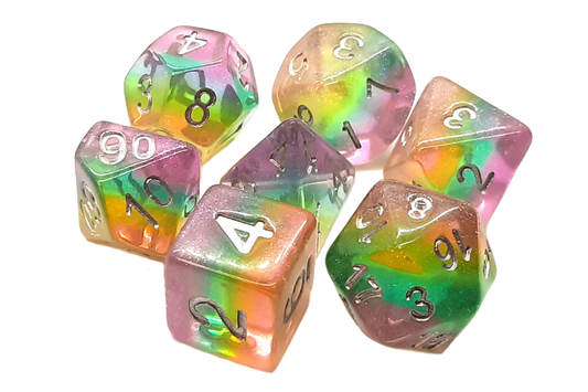 Old School Dice: 7 Piece Dice Set Luminous Fairy Dust