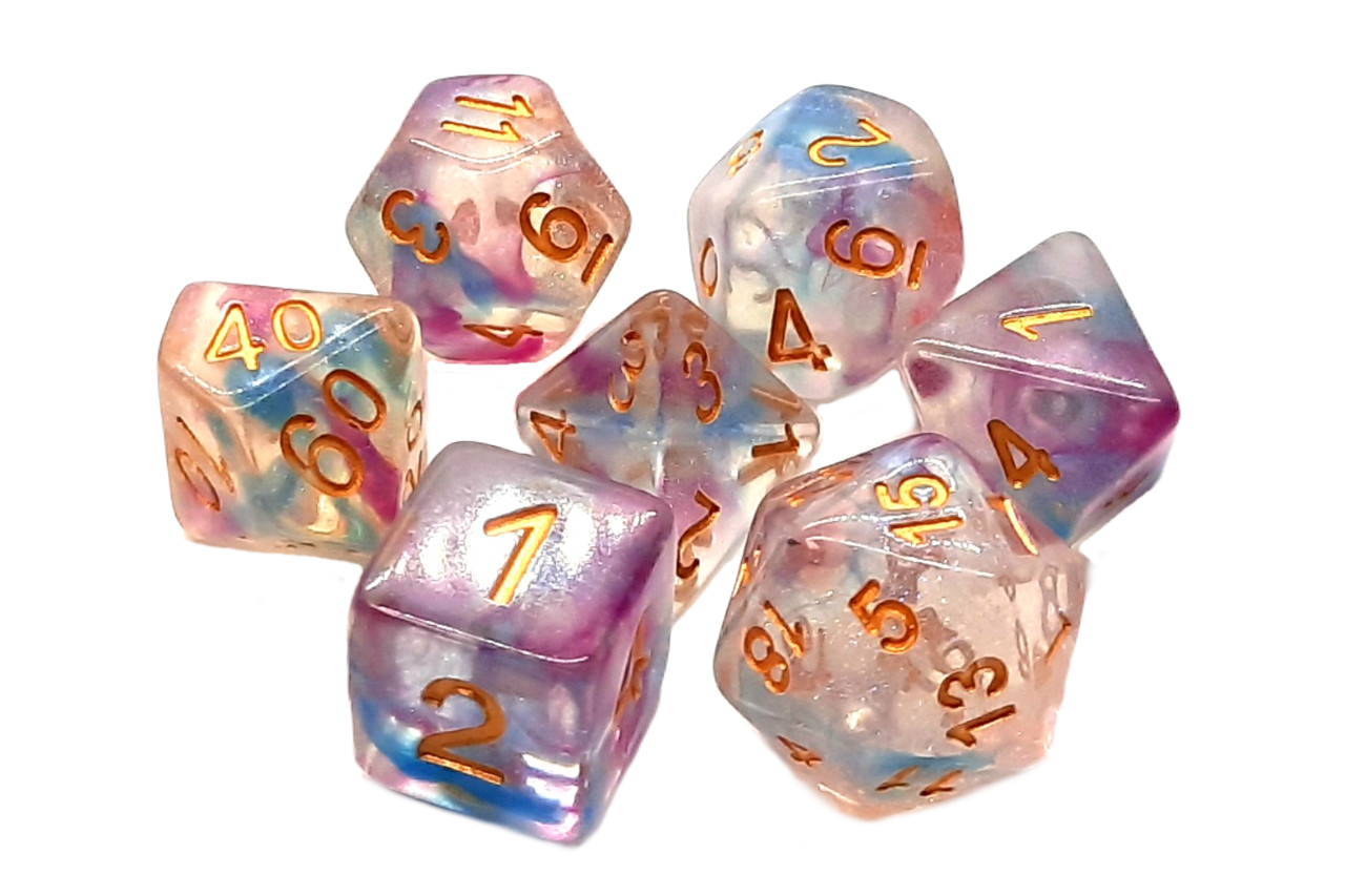 Old School Dice: 7 Piece Dice Set Luminous Violent Storm