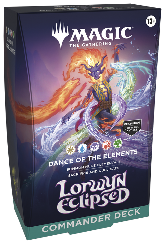 Magic: The Gathering card game box with artwork of a character and text on a dark background