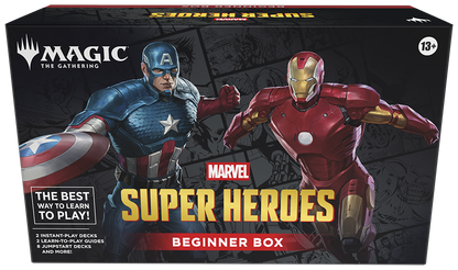Marvel Super Heroes Magic The Gathering beginner box packaging with Captain America and Iron Man.