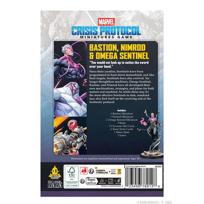 Marvel Crisis Protocol miniatures game box with character illustrations and text.