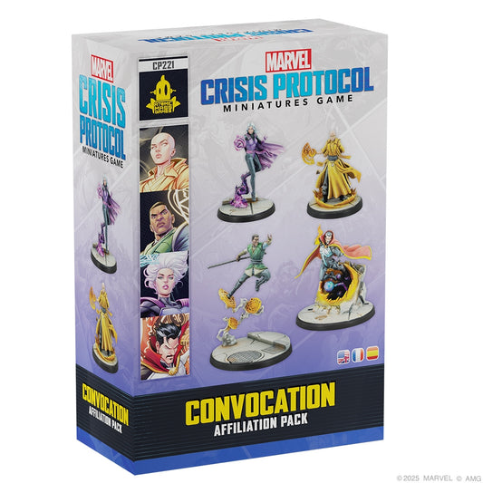 Marvel Crisis Protocol miniatures game Convocation Affiliation Pack packaging with figures and branding.