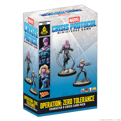 Marvel Crisis Protocol miniatures game packaging with character figures on a white background