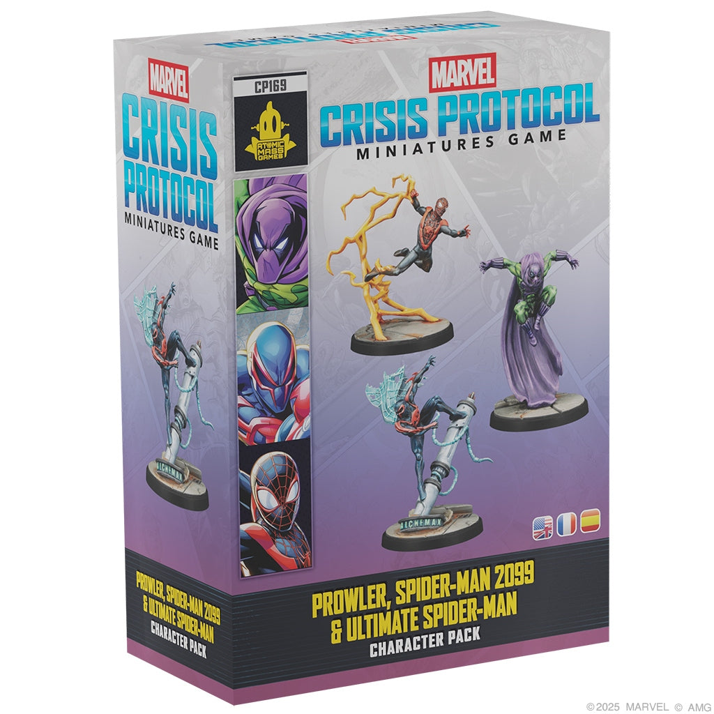 Marvel Crisis Protocol miniatures game character pack box with superhero figures on a white background