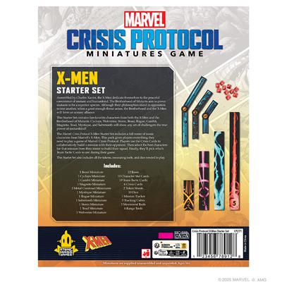 Marvel Crisis Protocol X-Men Starter Set packaging with miniatures and components.