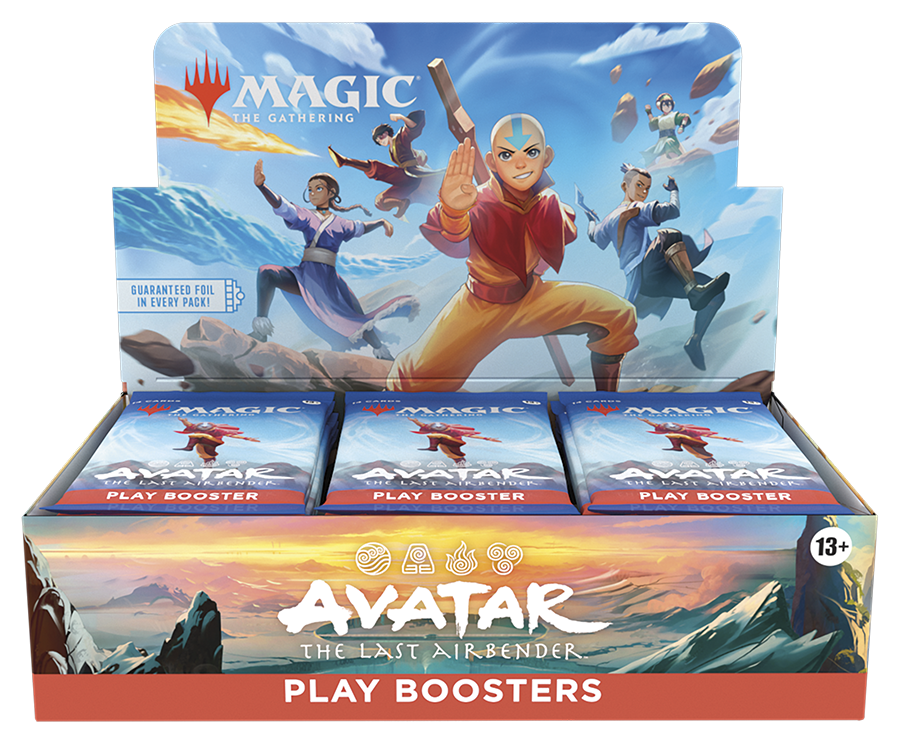 Box of 'Avatar: The Last Airbender' play boosters for 'Magic: The Gathering'.