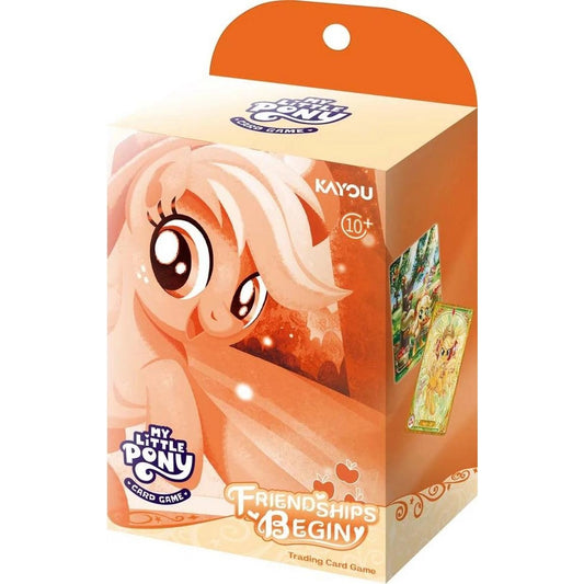 Applejack starter deck packaging for the Friendships Begin set of the My Little Pony card game