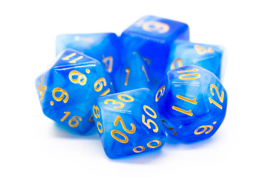 Old School Dice: 7 Piece Dice Set Nebula Blue