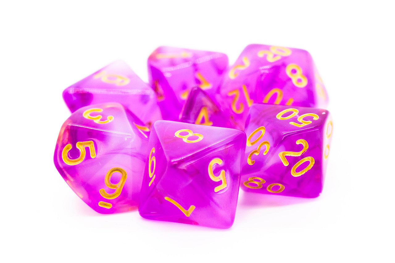 Old School Dice: 7 Piece Dice Set Nebula Light Purple