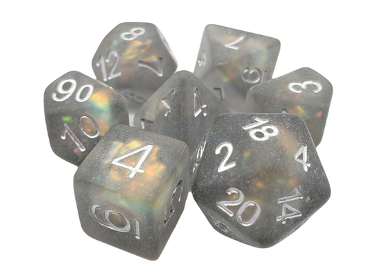 Old School Dice: 7 Piece DnD RPG Dice Set: Infused - Frosted Firefly - Springtime Dew