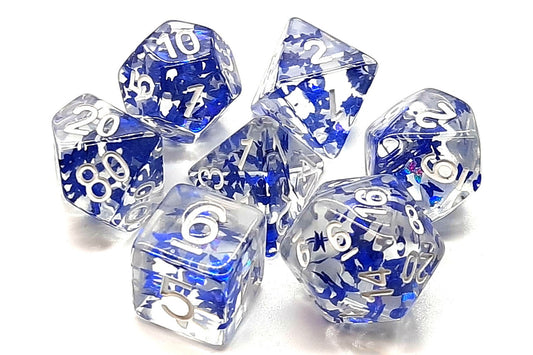 Old School Dice: 7 Piece Dice Set: Infused - Sapphire Butterfly