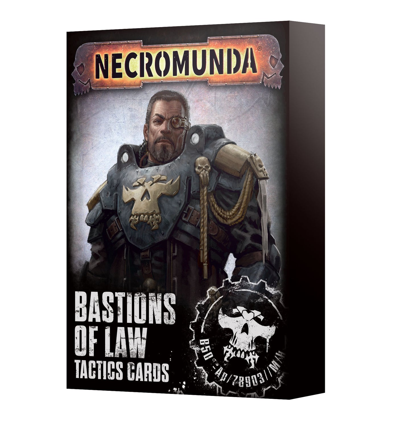 Necromunda game box with a character illustration on a white background