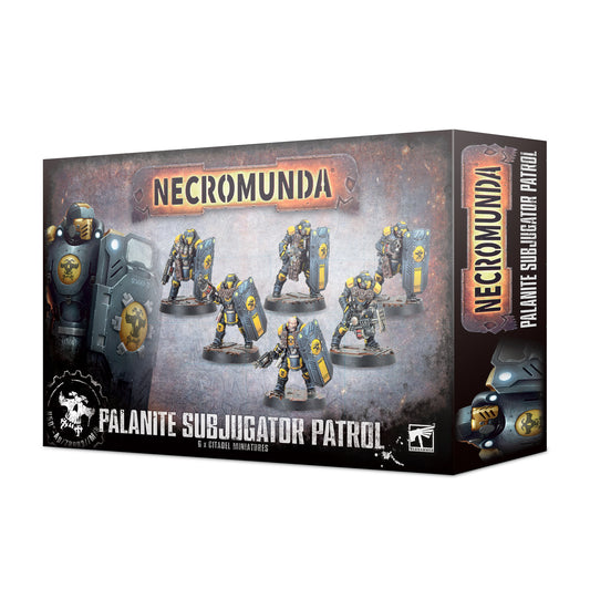 Necromunda Palanite Subjugator Patrol toy figure set packaging on a white background