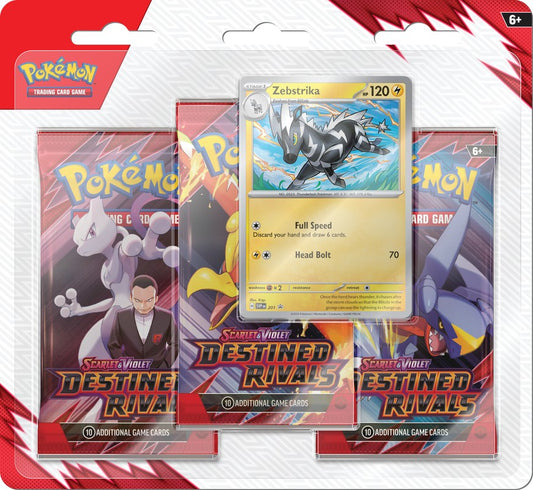 Pokémon TCG: Scarlet & Violet - Destined Rivals 3-Pack Blister (Zebstrika Promo)