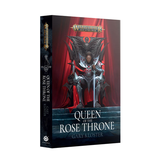 Book titled 'Queen of the Rose Throne' by Gary Kloster with a fantasy character on the cover.