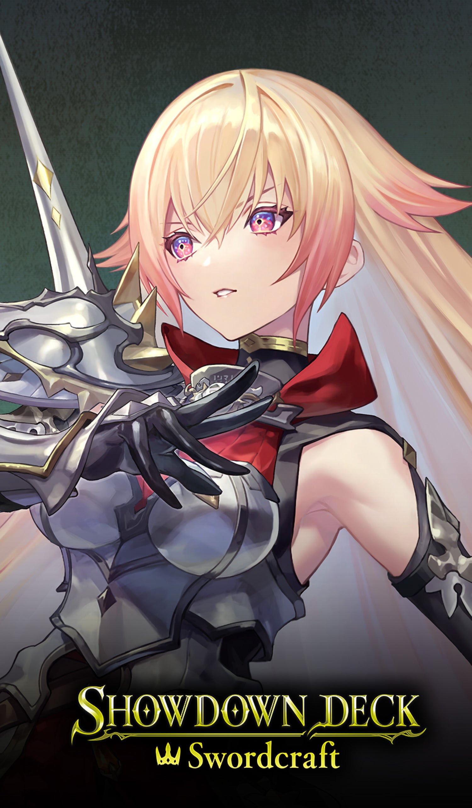 Animated character holding a sword with 'Showdown Deck Swordcraft' text