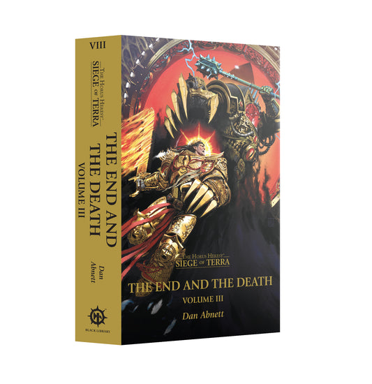 Book cover of 'The End and the Death Volume III' with a warrior illustration on a white background