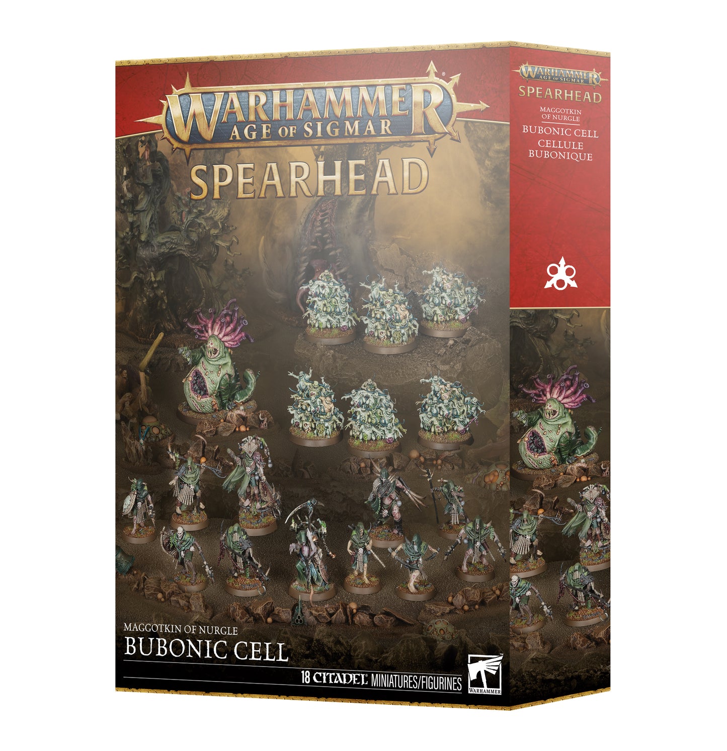Warhammer Age of Sigmar Spearhead game box with miniature figures on a white background