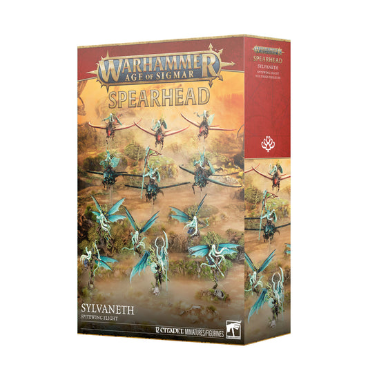 Warhammer Age of Sigmar Spearhead box with fantasy figures on a desert landscape