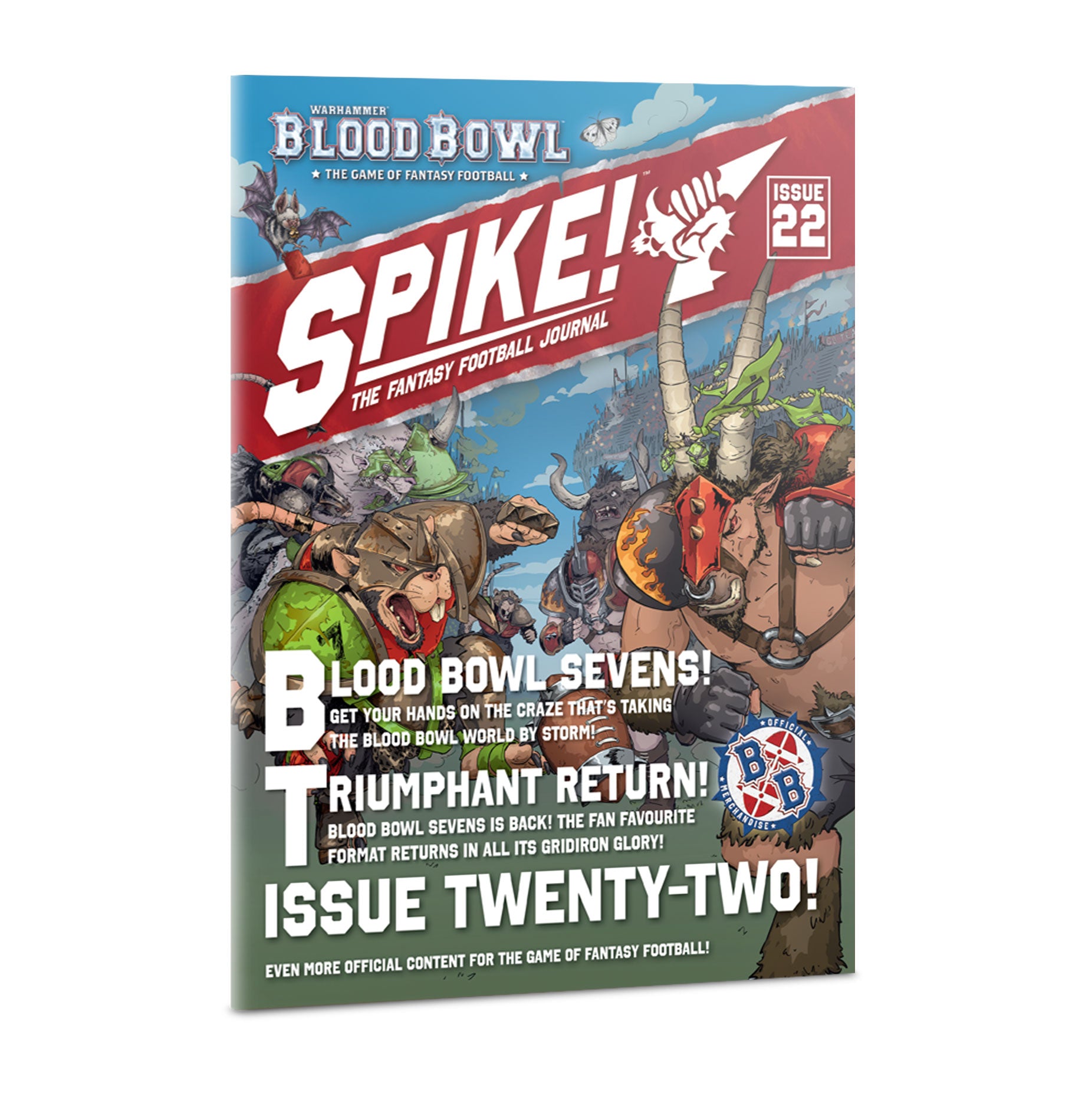 Spike! The Fantasy Football Journal Issue 22 magazine cover, featuring a colorful illustration of fantasy football players on horseback and a bold red title banner.