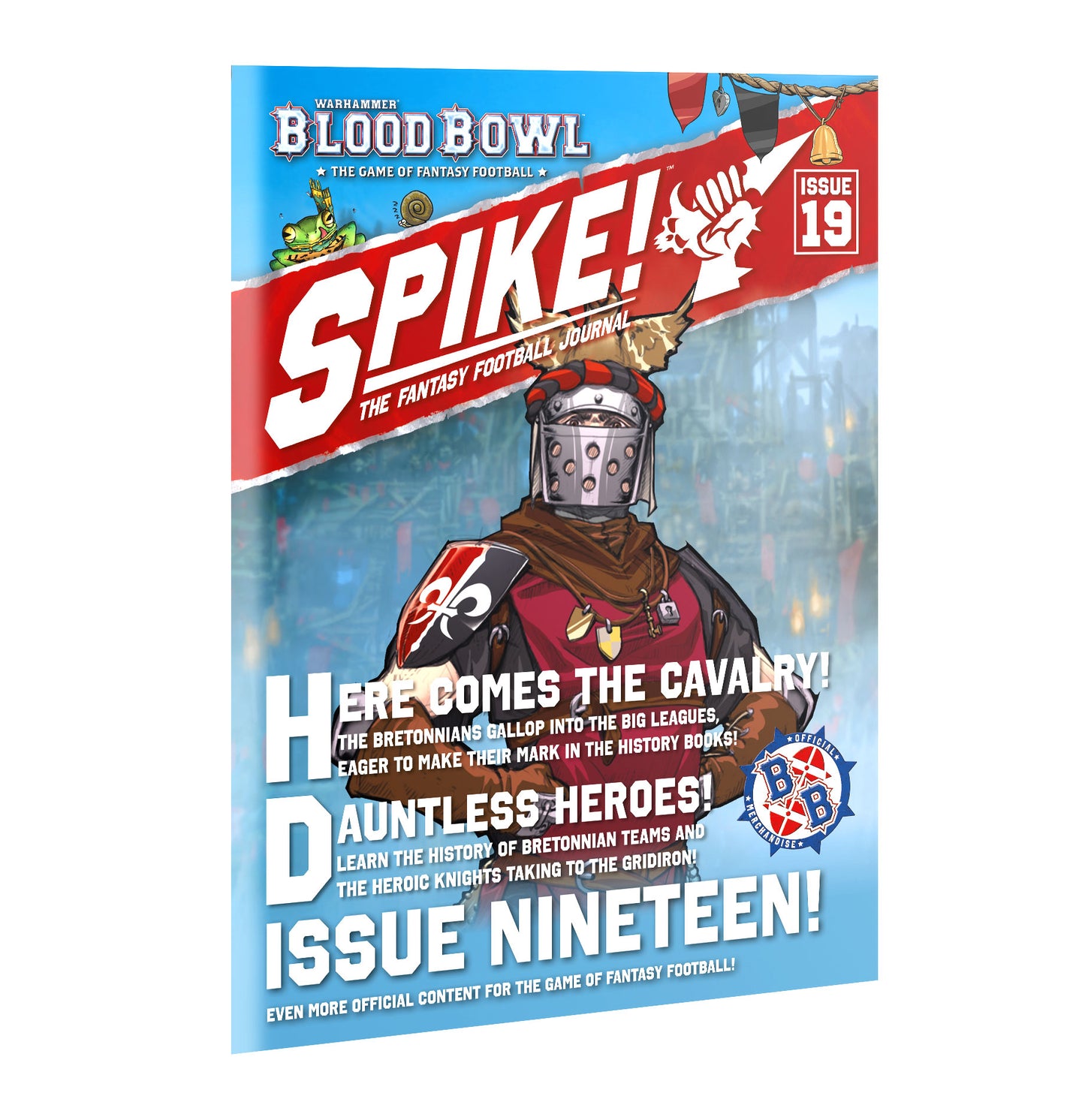 Cover of 'Spike!' magazine featuring a fantasy football player and promotional text.