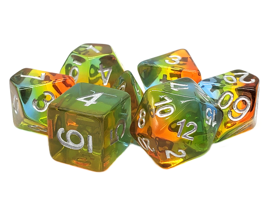 Old School Dice: 7 Piece Dice Set Gradients Springtime Blossoms