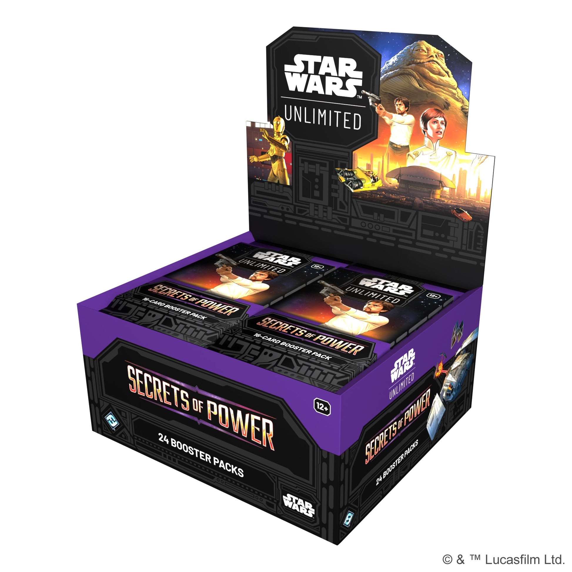 Star Wars Unlimited Secrets of Power trading card game packaging on a white background