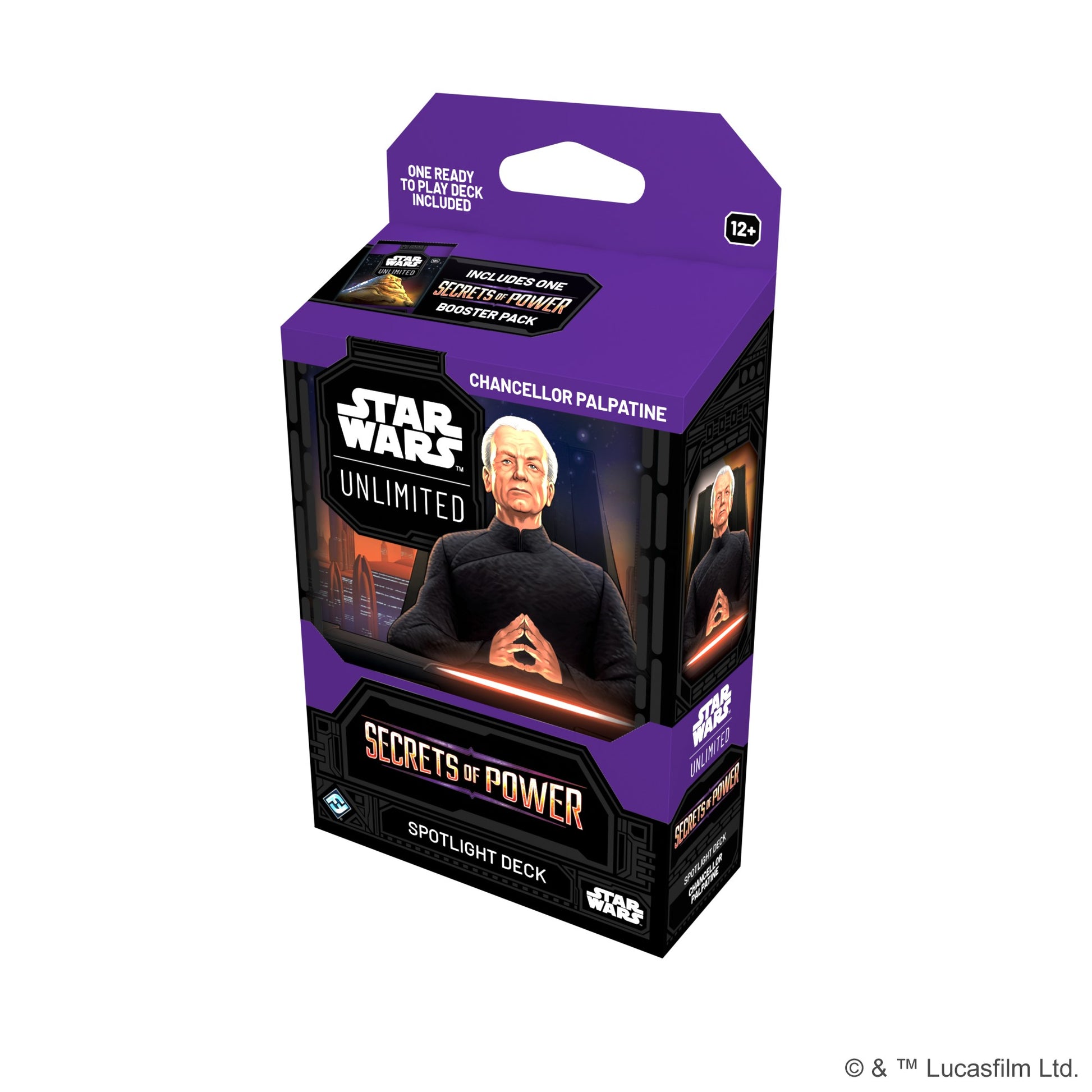 Star Wars Unlimited Chancellor Palpatine card game box on a white background