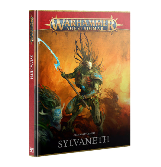 Warhammer Age of Sigmar Sylvaneth book cover with warrior illustration on a white background