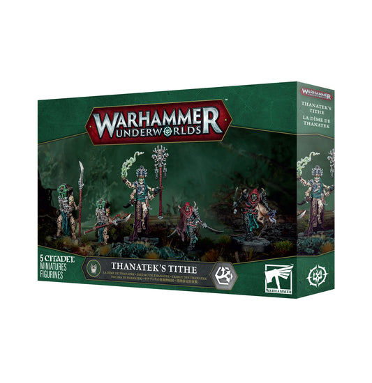 Warhammer Underworlds game box with figurines on a white background