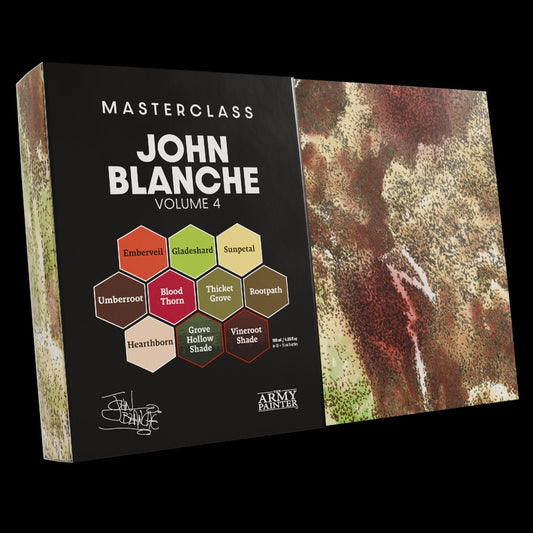 John Blanche Masterclass Volume 4 paint set box with color swatches on a black background