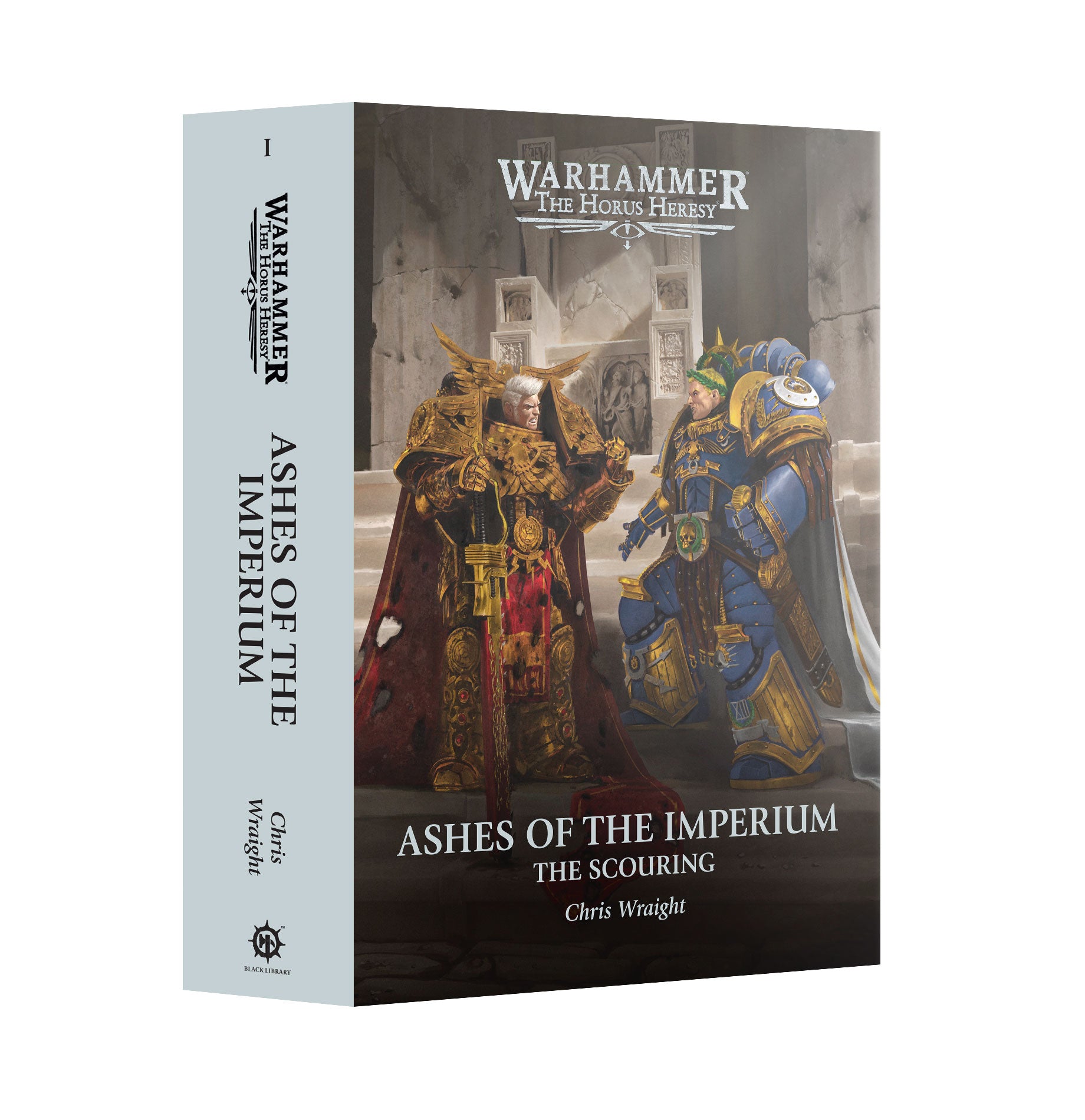 Book titled 'Ashes of the Imperium' by Chris Wright with Warhammer branding on a white background