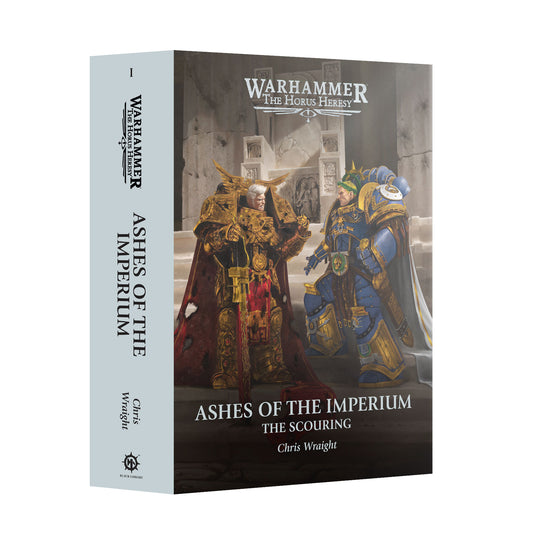 Book titled 'Ashes of the Imperium' by Chris Wright with Warhammer branding on a white background