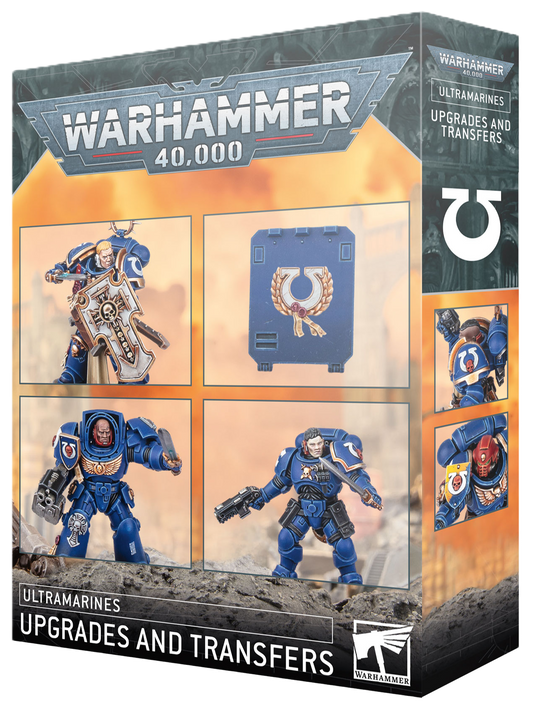 Warhammer 40,000 Ultramarines upgrades and transfers packaging with character images.