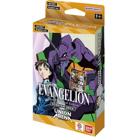 Union Arena Evangelion trading card game starter deck packaging with character illustration on a white background
