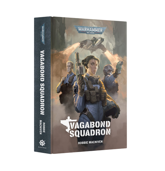 Book titled 'Vagabond Squadron' with characters on the cover, featuring the Warhammer 40,000 logo.