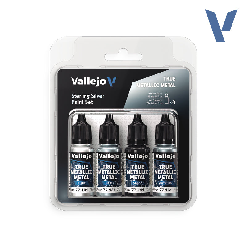 Vallejo Sterling Silver True Metallic Paint Set
