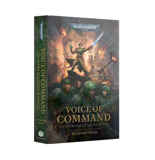 Warhammer 40k Voice of Command: An Astra Militarum Novel book by Richard Swan, shown at a three-quarter angle on a plain white background.